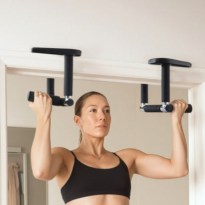Everfit Pull Up Bar Chin Up Grips Foldable Doorway Gym Portable Black - Image 7