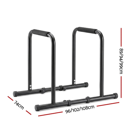 Everfit Dip Station Parallette Bars Home Gym Workout Stand Black - Image 2