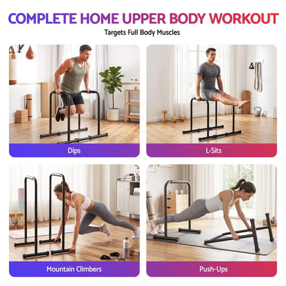 Everfit Dip Station Parallette Bars Home Gym Workout Stand Black - Image 4