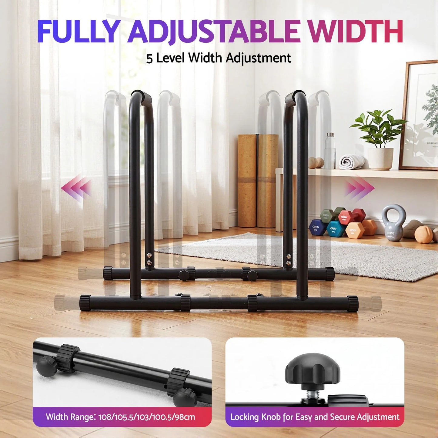 Everfit Dip Station Parallette Bars Home Gym Workout Stand Black - Image 5