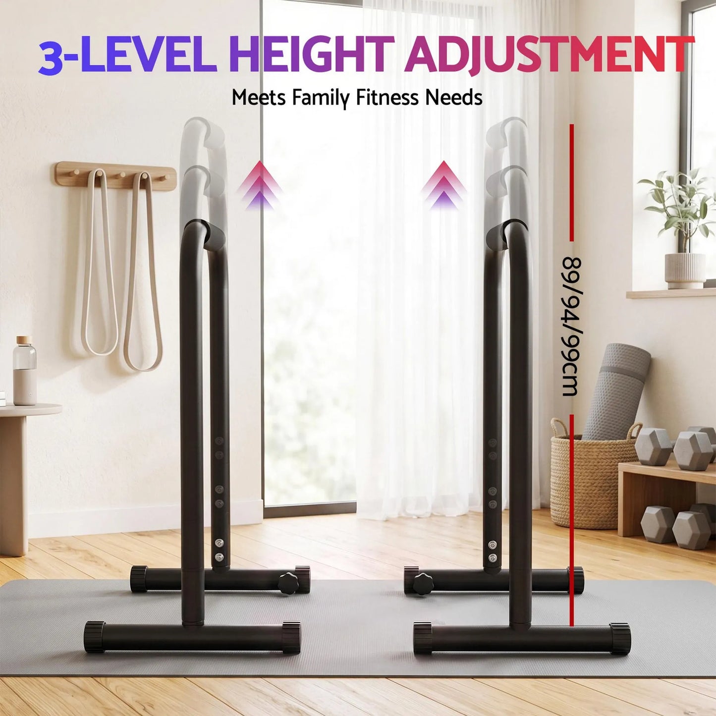 Everfit Dip Station Parallette Bars Home Gym Workout Stand Black - Image 6
