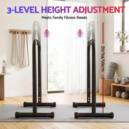 Everfit Dip Station Parallette Bars Home Gym Workout Stand Black - Image 6