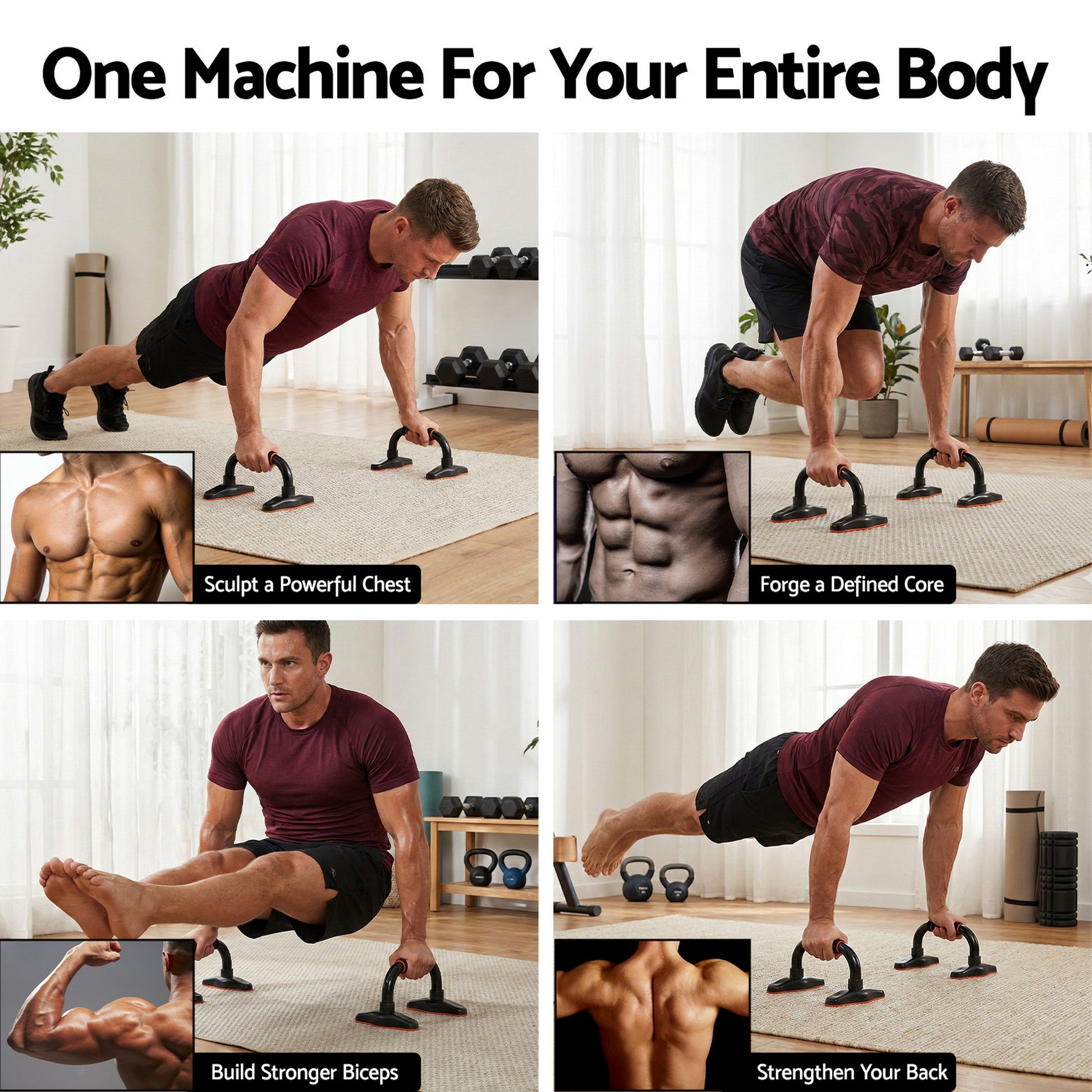 Everfit Push Up Bars Stands Parallel Handles Home Gym Fitness Strength Training - Image 5