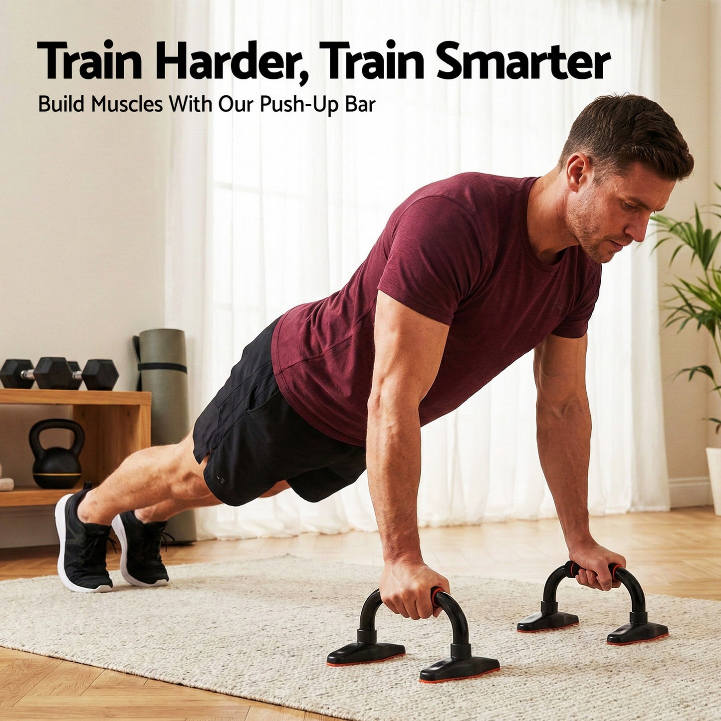 Everfit Push Up Bars Stands Parallel Handles Home Gym Fitness Strength Training - Image 9