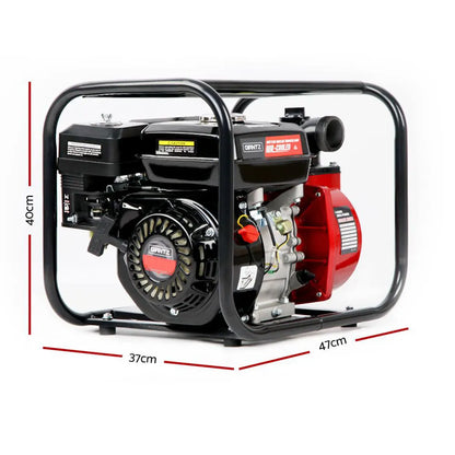 Giantz Petrol Water Pump 7HP Max, 2" High Flow 4-Stroke Engine Transfer Fire Fighting Pumps Rain Tank Oil Irrigation Garden Farm Pond Outdoor Irrigations, w Hose Fittings Inlet Filter Rubber Feet Red - Image 3