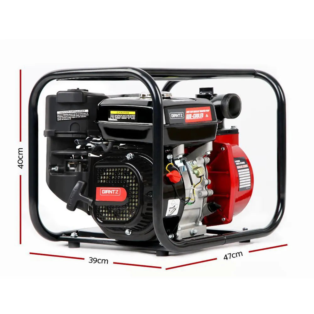 Giantz Petrol Water Pump, 2" 7HP Max High Flow Transfer Fire Fighting Pumps Rain Tank Oil Irrigation Garden Farm Pond Outdoor Irrigations, with Hose Fittings Inlet Filter Rubber Feet Black Red - Image 3