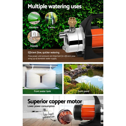 Giantz Garden Water Pump High Pressure 1500W Max. Tank Rain Farm Irrigation House - Image 5