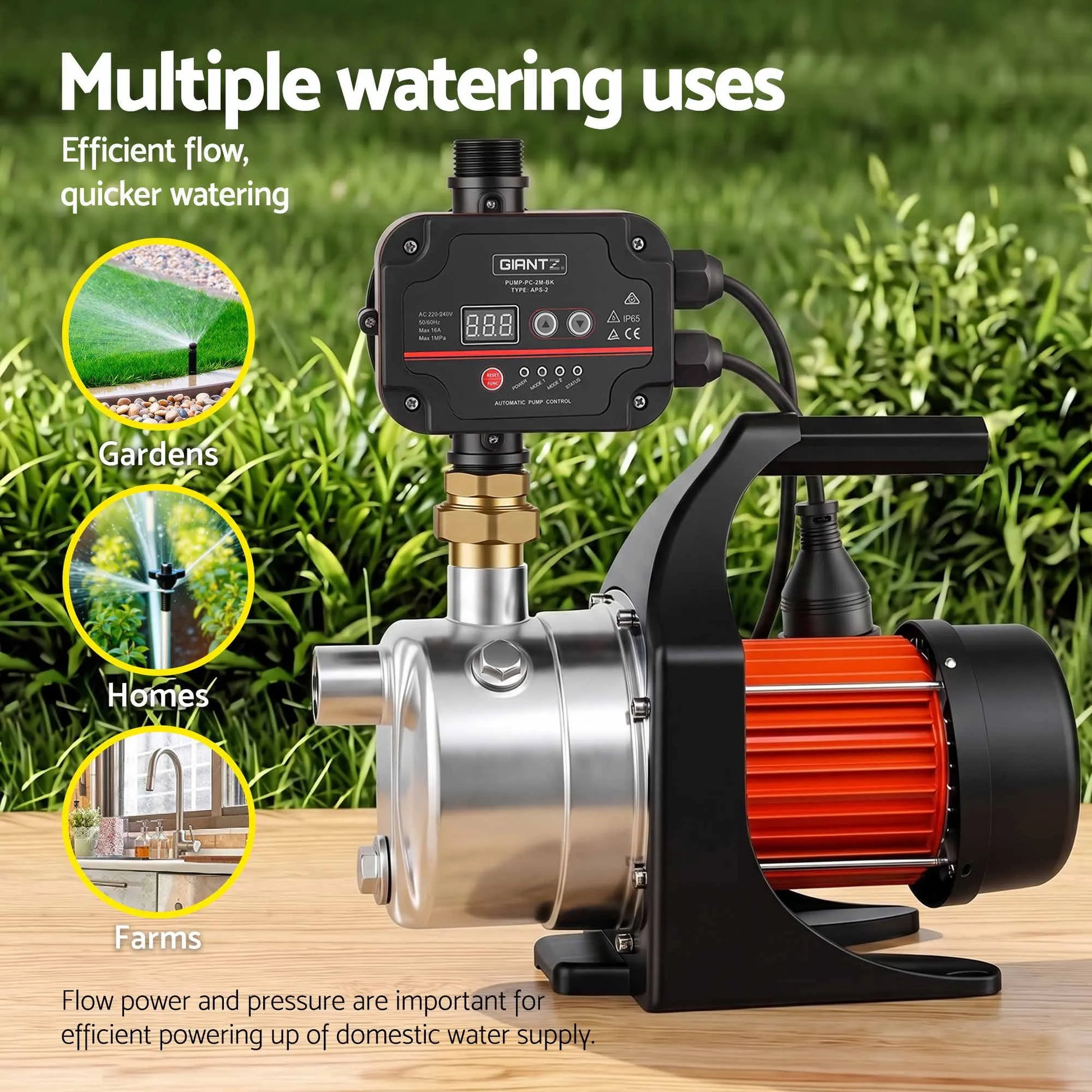 Giantz Garden Water Pump Auto Controller Tank Rain Farm Irrigation 1500W Max. - Image 6