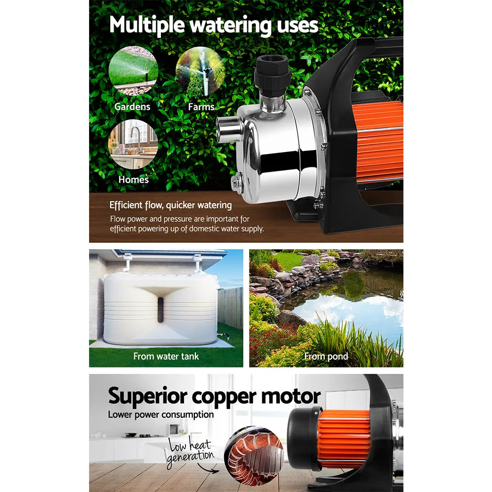 Giantz Garden Water Pump High Pressure 800W Max Tank Rain Farm Irrigation House - Image 5