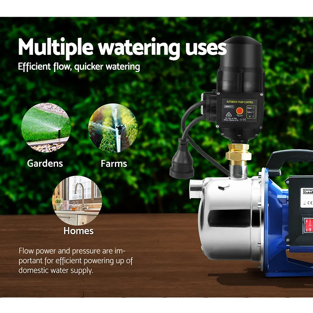 Giantz Garden Water Jet Pump High Pressure 1100W Tank Rain Farm Irrigation Black - Image 4