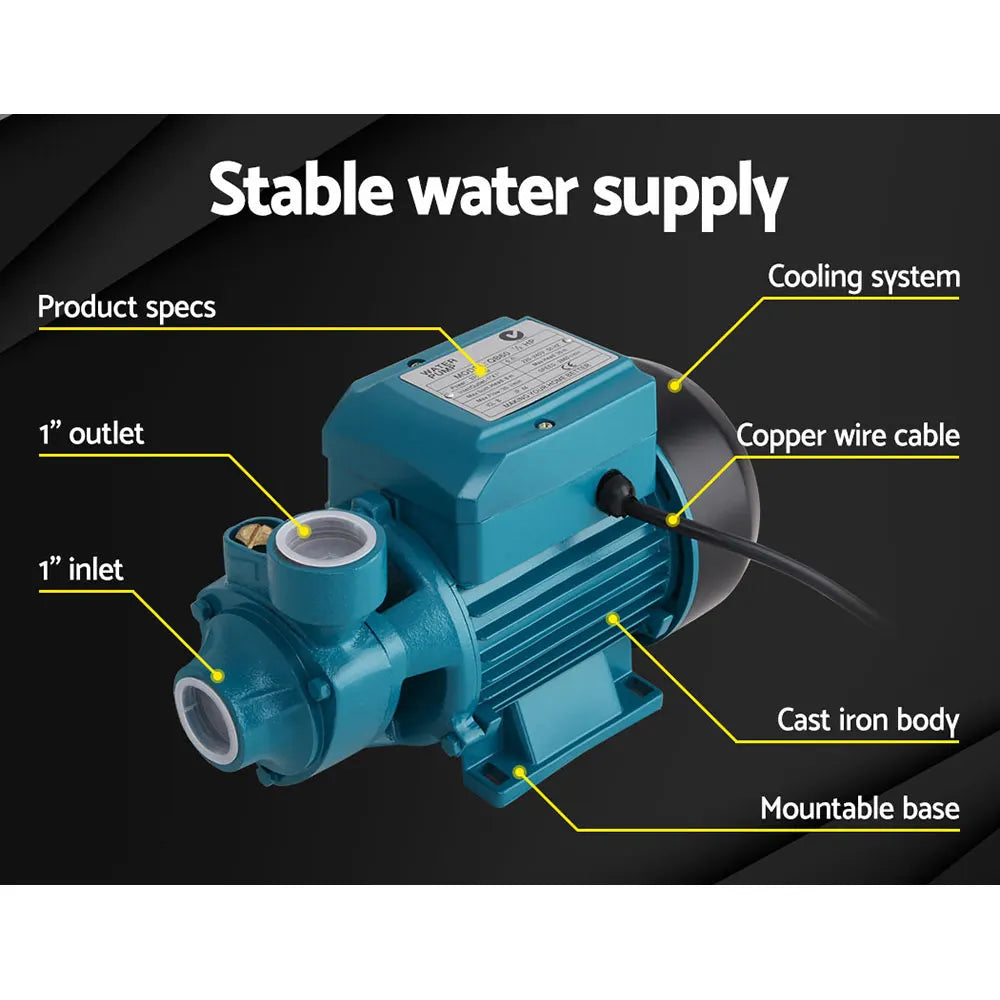 Giantz Peripheral Water Pump Garden Boiler Car Wash Electric Irrigation QB60 - Image 2