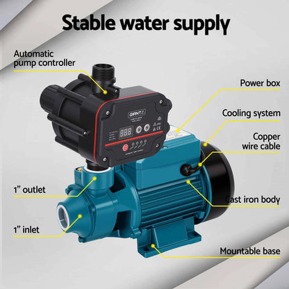 Giantz Peripheral Water Pump Auto Controller Booster Garden Irrigation 0.5HP - Image 6