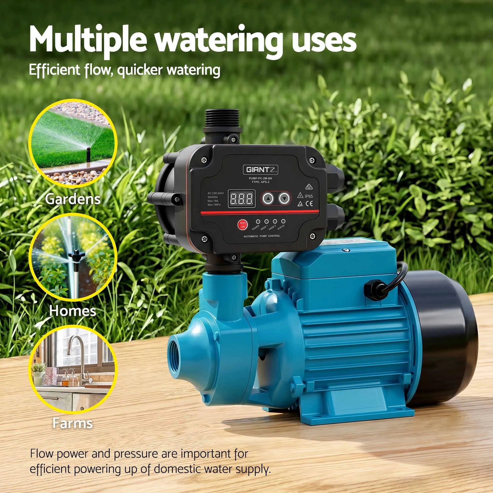 Giantz Peripheral Water Pump Auto Controller Cast Iron Garden Irrigation 1HP - Image 6