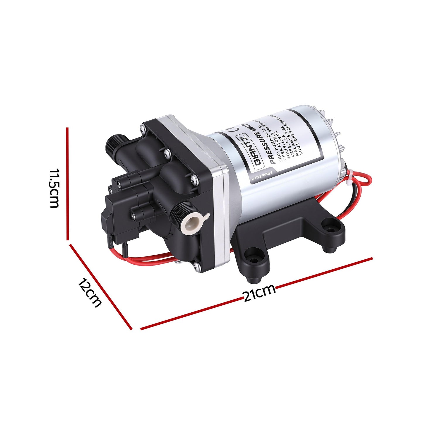 Giantz 12V Water Pump High Pressure Fast Self Priming 11.3L with Auto Switch for RV Caravan Boat - Image 2