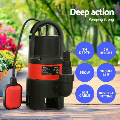 Giantz Garden Submersible Pump 550W Dirty Water Bore Tank Well Steel Sewerage - Image 5
