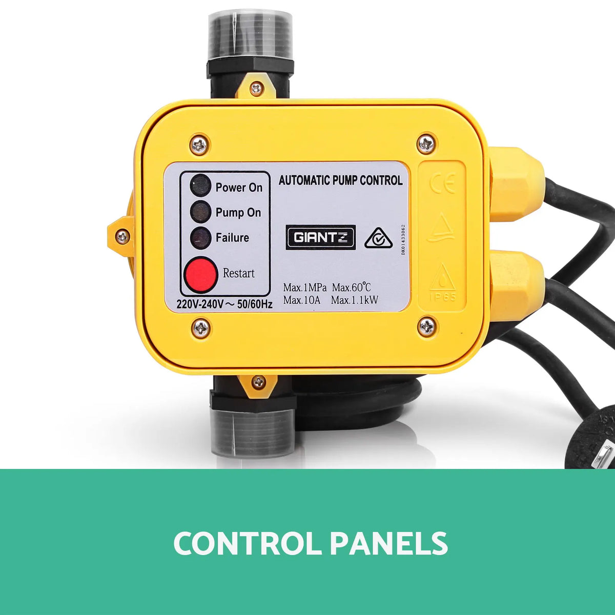 Giantz Water Pressure Pump Controller Auto Switch Control Electric Electronic Yellow - Image 3