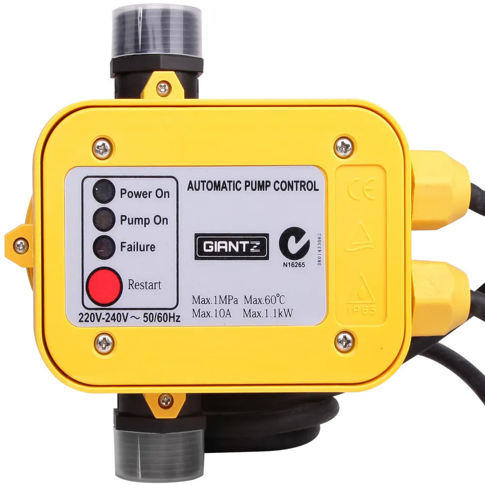 Giantz Water Pressure Pump Controller Auto Switch Control Electric Electronic Yellow - Image 7