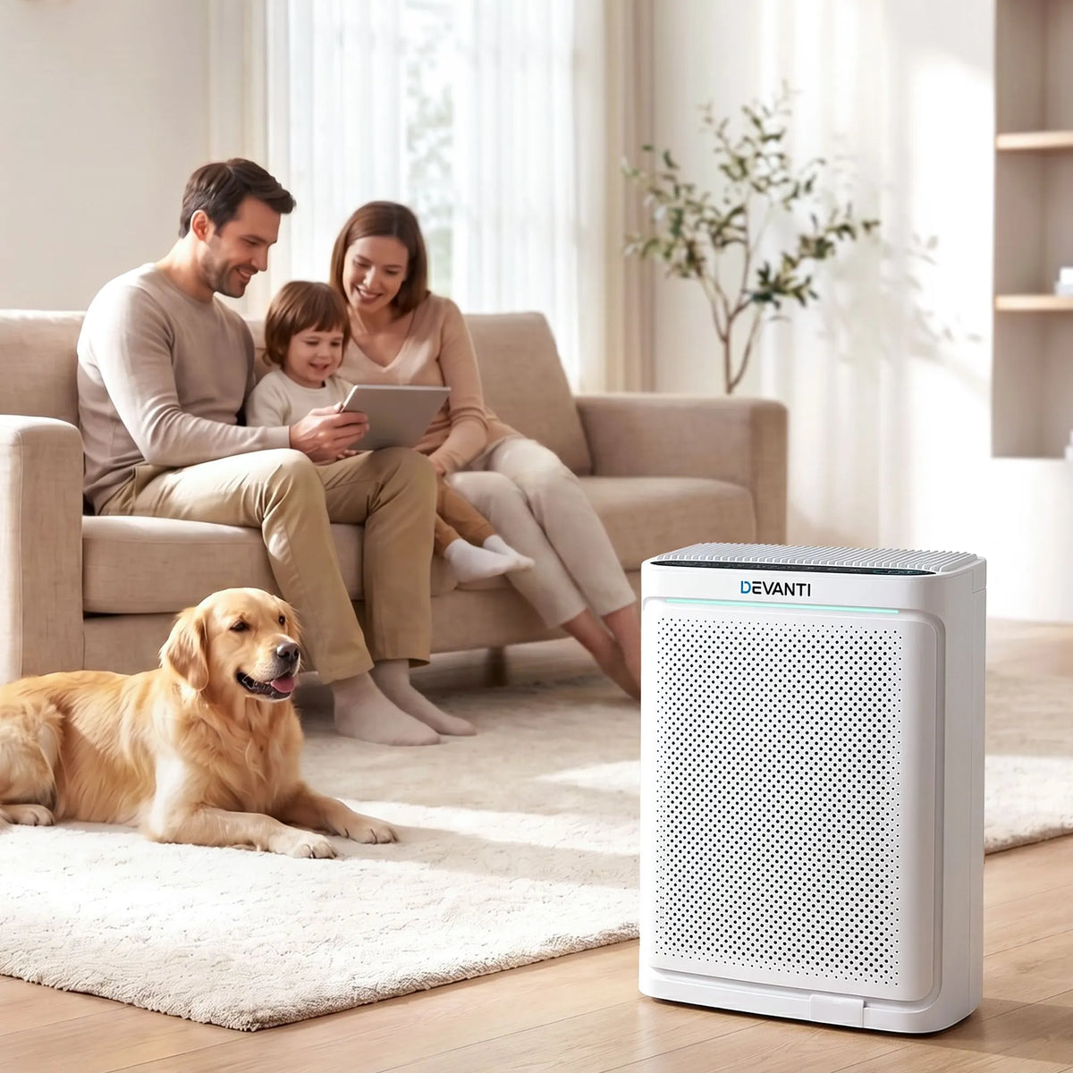 Devanti Air Purifier HEPA Air Cleaner Digital Display Bedroom White - Image 9