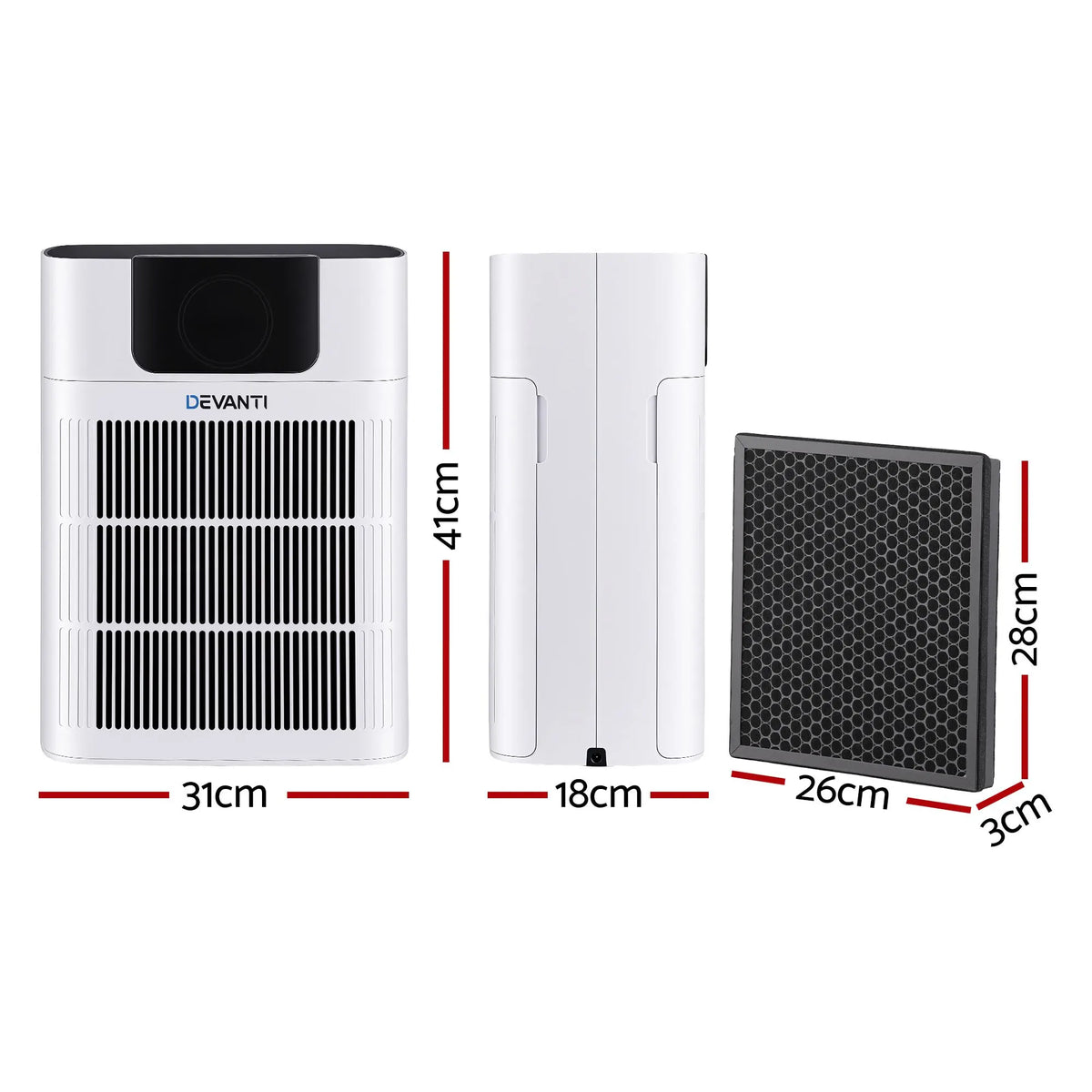 Devanti Pet Air Purifier H12 HEPA Filter Cleaner Replacement Filter White - Image 2