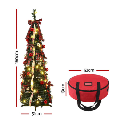 Jingle Jollys Pop Up Christmas Tree Pre Decorated Artificial Christmas Tree 160cm - Image 2