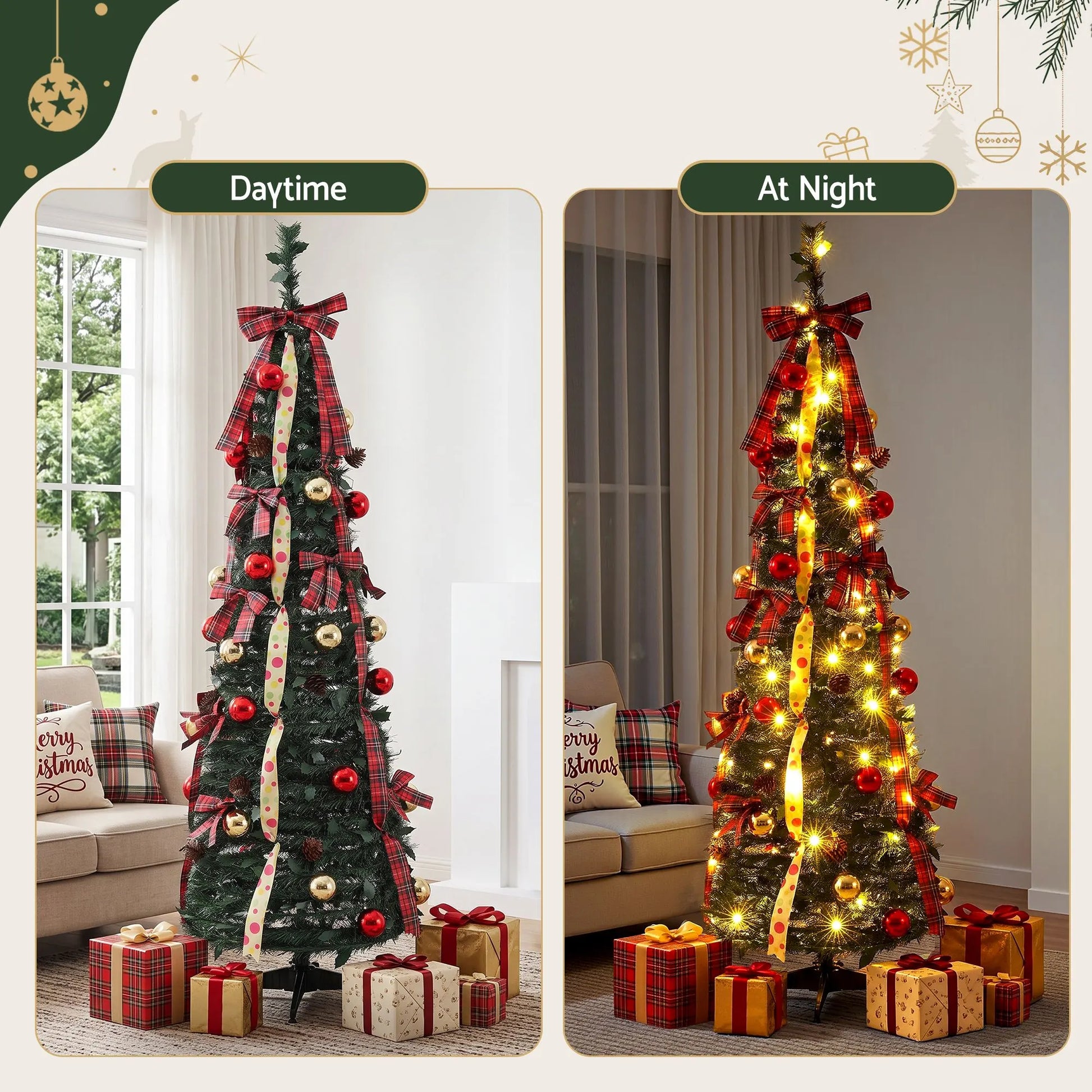 Jingle Jollys Pop Up Christmas Tree Pre Decorated Artificial Christmas Tree 160cm - Image 4