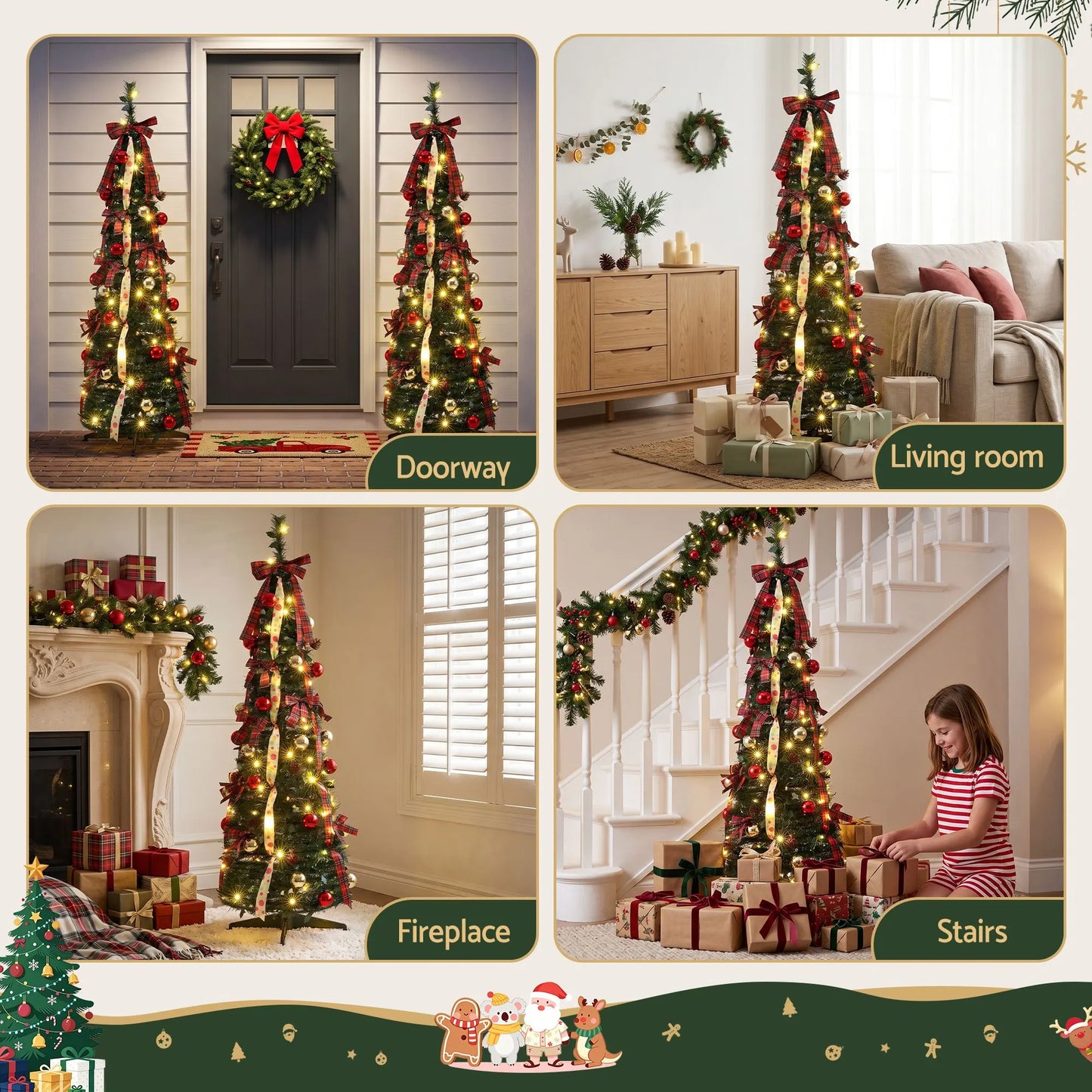 Jingle Jollys Pop Up Christmas Tree Pre Decorated Artificial Christmas Tree 160cm - Image 7