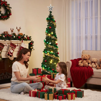 Jingle Jollys Pop Up Christmas Tree Pre Decorated Warm White LED 160cm - Image 7