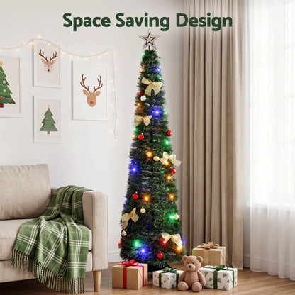 Jingle Jollys Pop Up Christmas Tree Pre Decorated Multicolour LED 155cm - Image 4