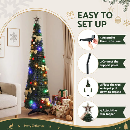 Jingle Jollys Pop Up Christmas Tree Pre Decorated Multicolour LED 155cm - Image 5