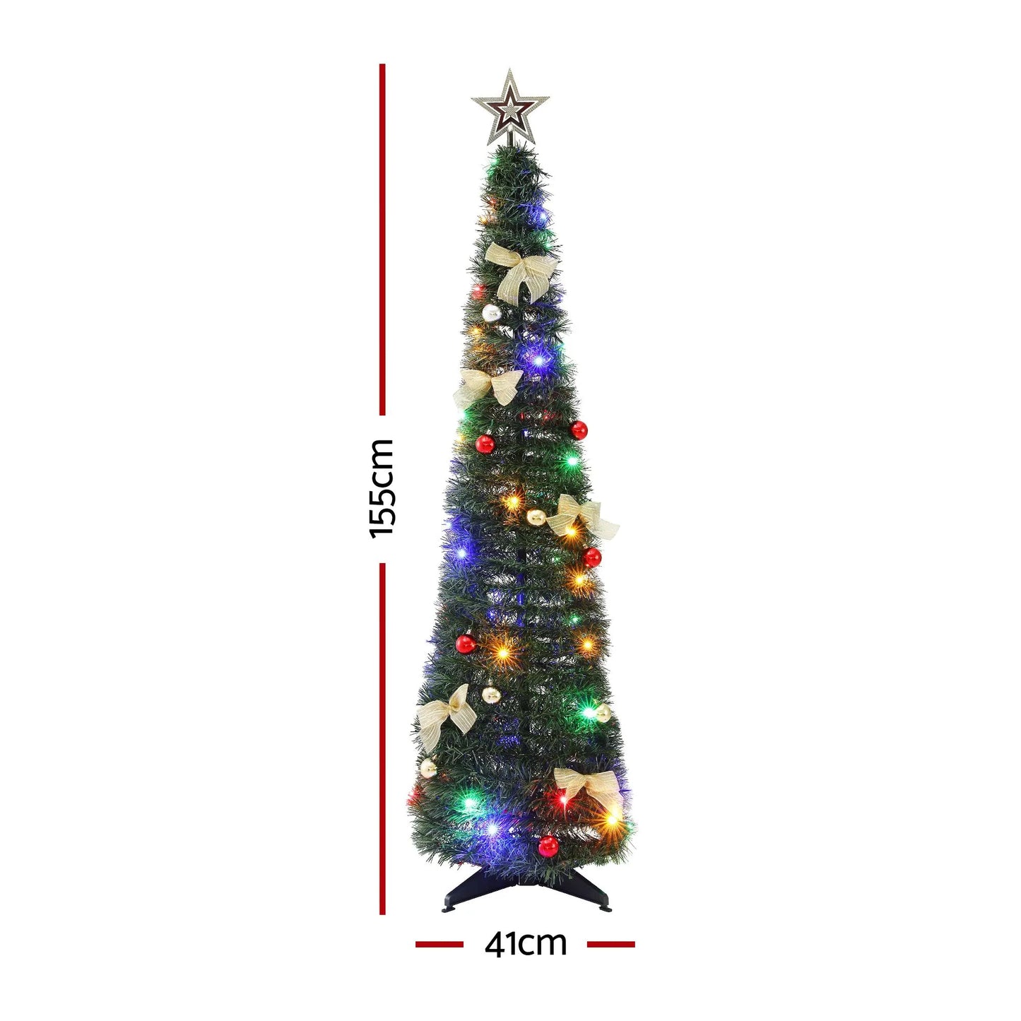 Jingle Jollys Pop Up Christmas Tree Pre Decorated Multicolour LED 155cm - Image 8