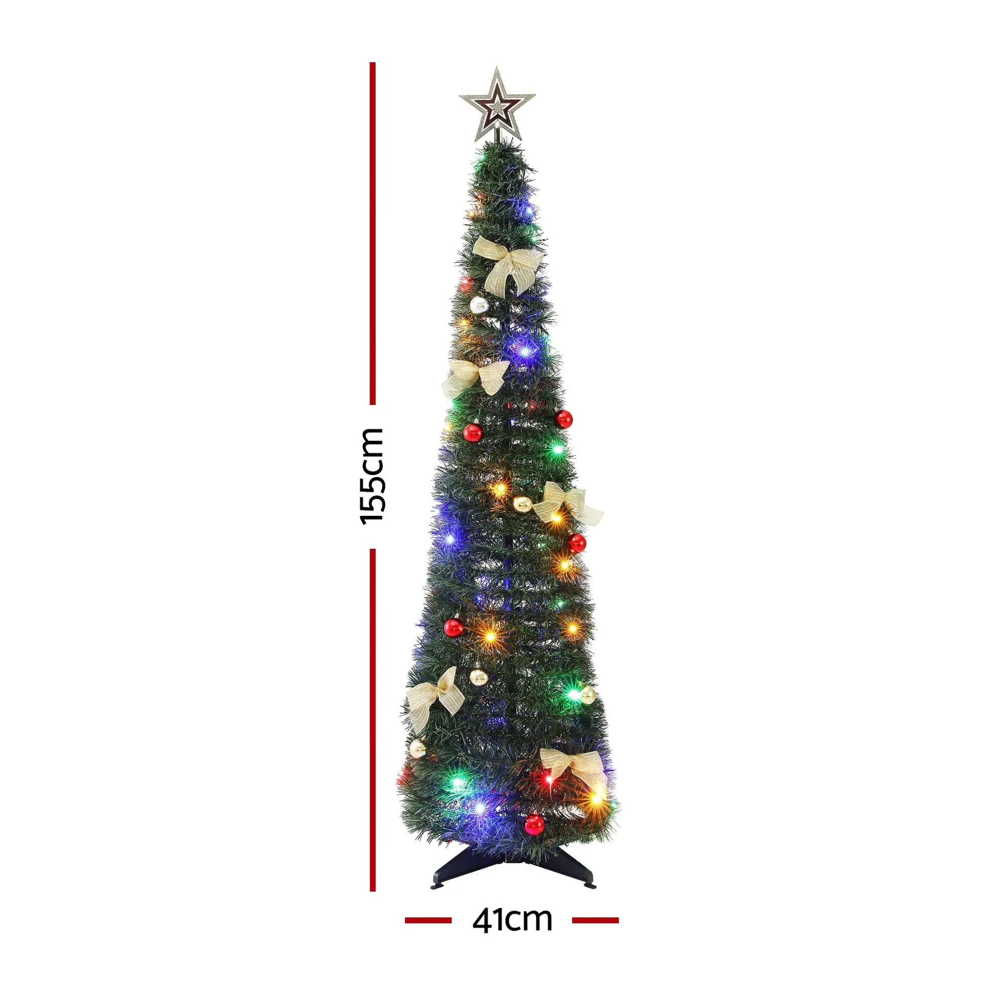 Jingle Jollys Pop Up Christmas Tree Pre Decorated Multicolour LED 155cm - Image 8