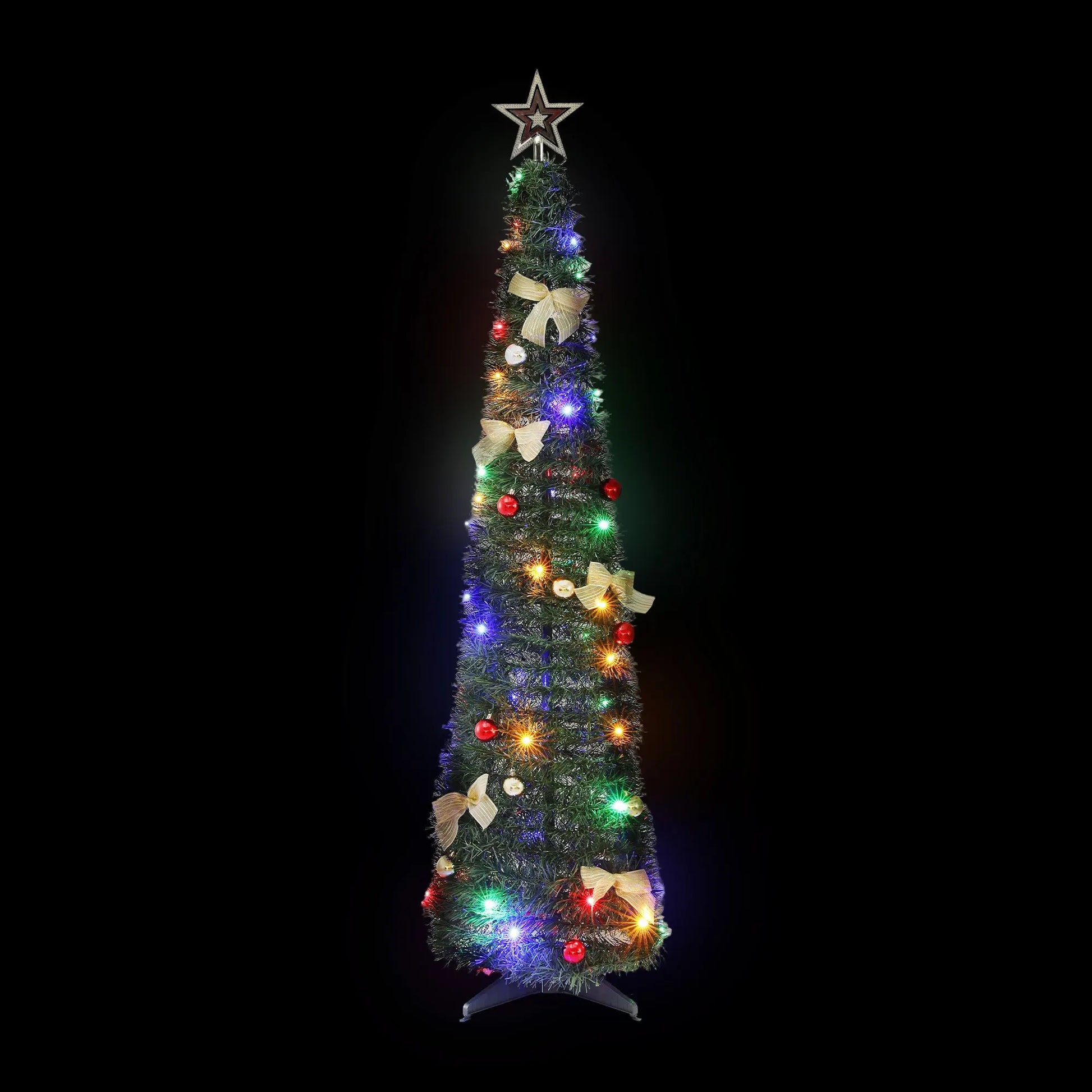 Jingle Jollys Pop Up Christmas Tree Pre Decorated Multicolour LED 155cm - Image 9
