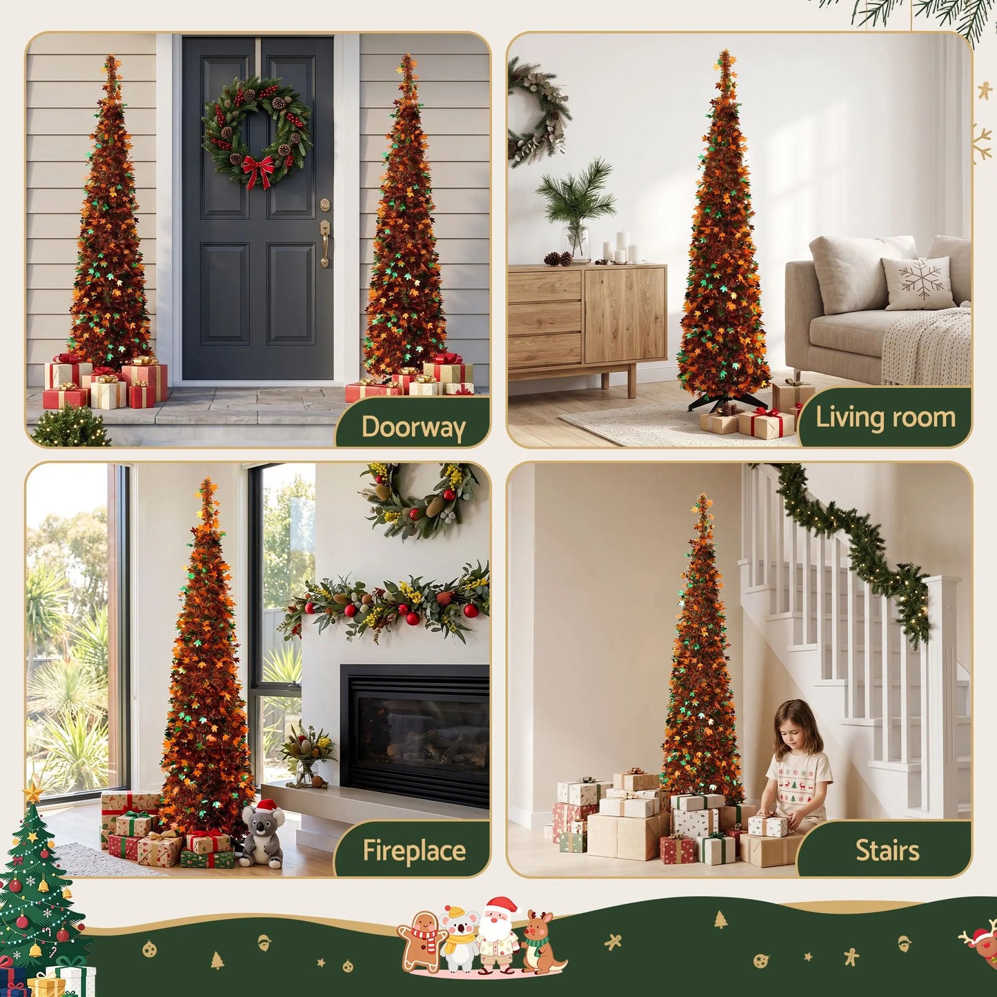 Jingle Jollys 160cm Pop Up Christmas Tree Artificial Christmas Tree Golden Maple Leaf - Image 4
