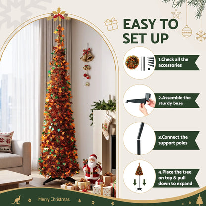 Jingle Jollys 160cm Pop Up Christmas Tree Artificial Christmas Tree Golden Maple Leaf - Image 5