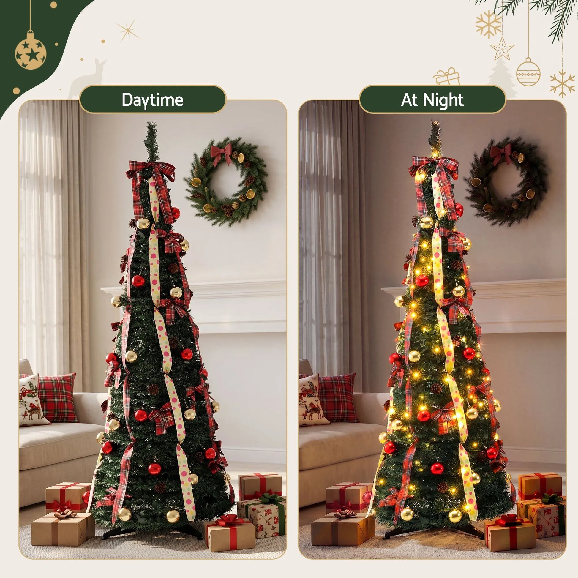 Jingle Jollys Pop Up Christmas Tree Pre Decorated Artificial Christmas Tree 197cm - Image 4