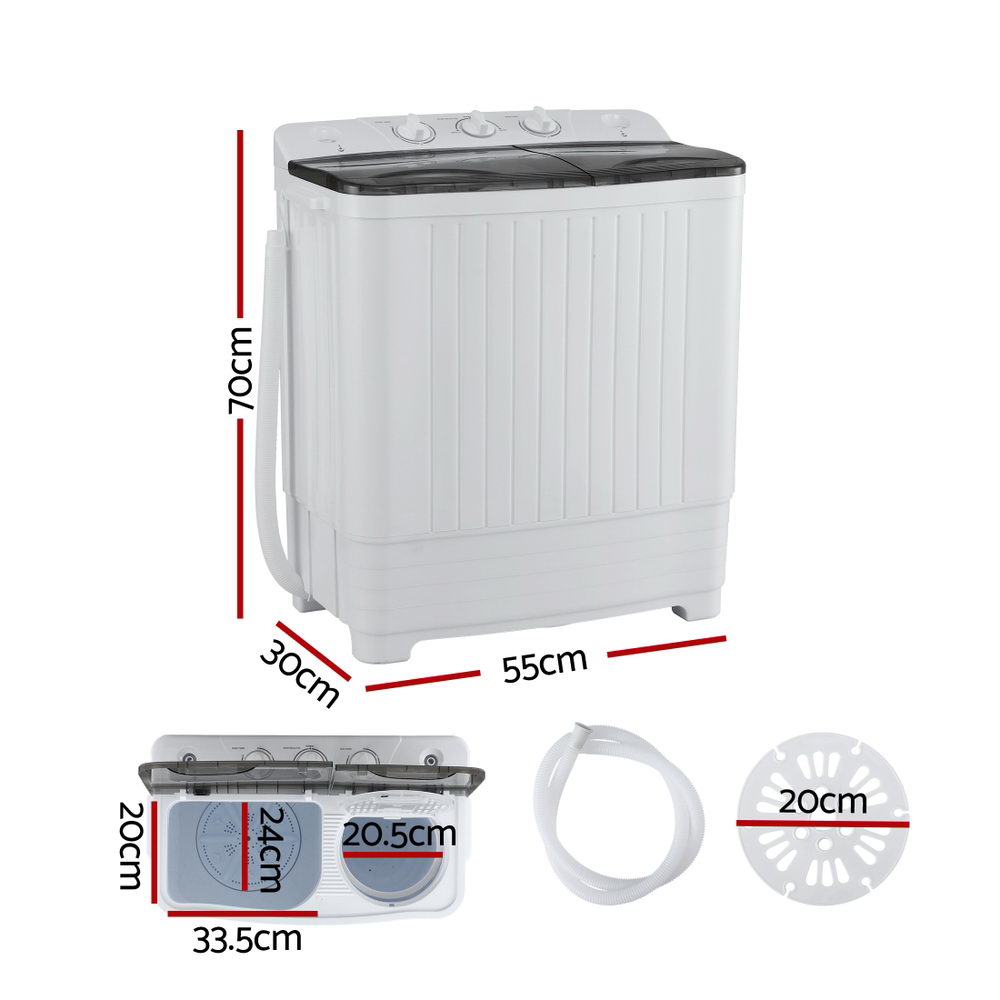 Devanti Portable Washing Machine Twin Tub 4.5KG - Image 2
