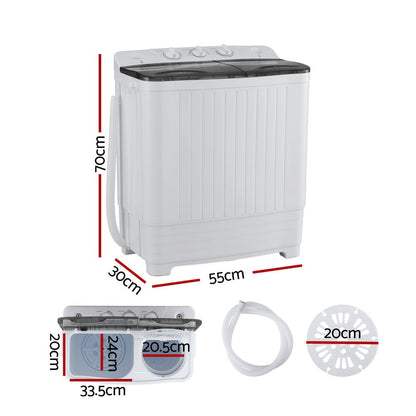 Devanti Portable Washing Machine Twin Tub 4.5KG - Image 2