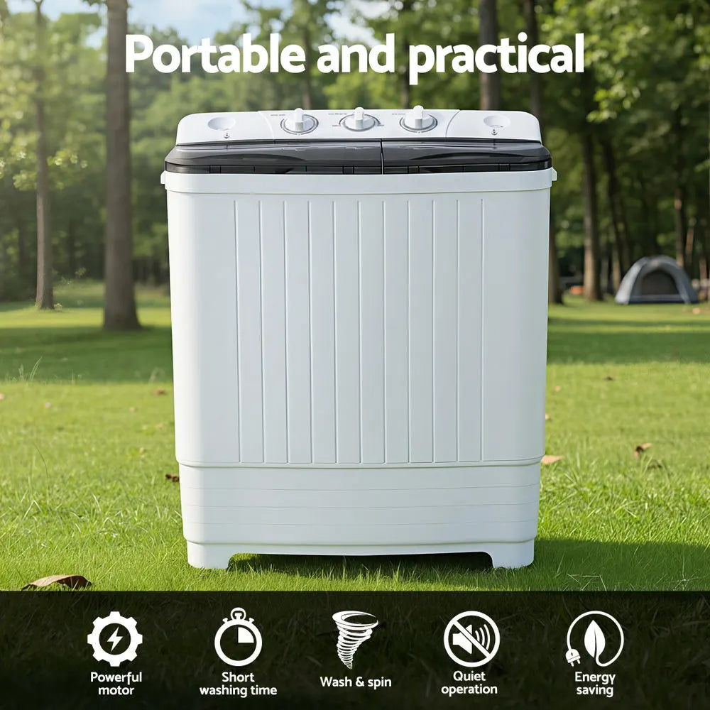 Devanti Portable Washing Machine Twin Tub 4.5kg Washer 3.5kg Spin Caravan - Image 5