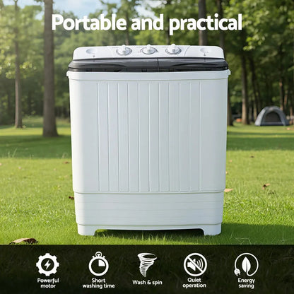Devanti Portable Washing Machine Twin Tub 4.5kg Washer 3.5kg Spin Caravan - Image 5