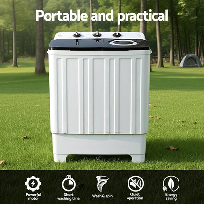 Devanti Portable Washing Machine Twin Tub 7KG White - Image 3