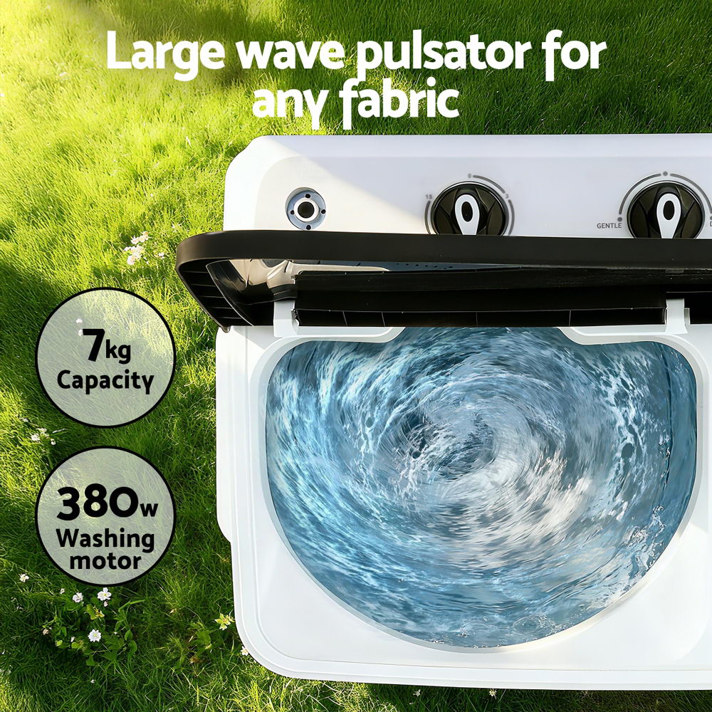 Devanti Portable Washing Machine Twin Tub 7KG White - Image 4