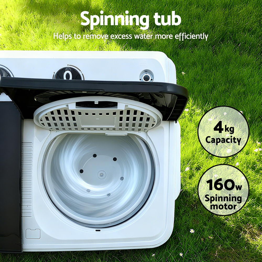Devanti Portable Washing Machine Twin Tub 7KG White - Image 5