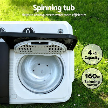 Devanti Portable Washing Machine Twin Tub 7KG White - Image 5