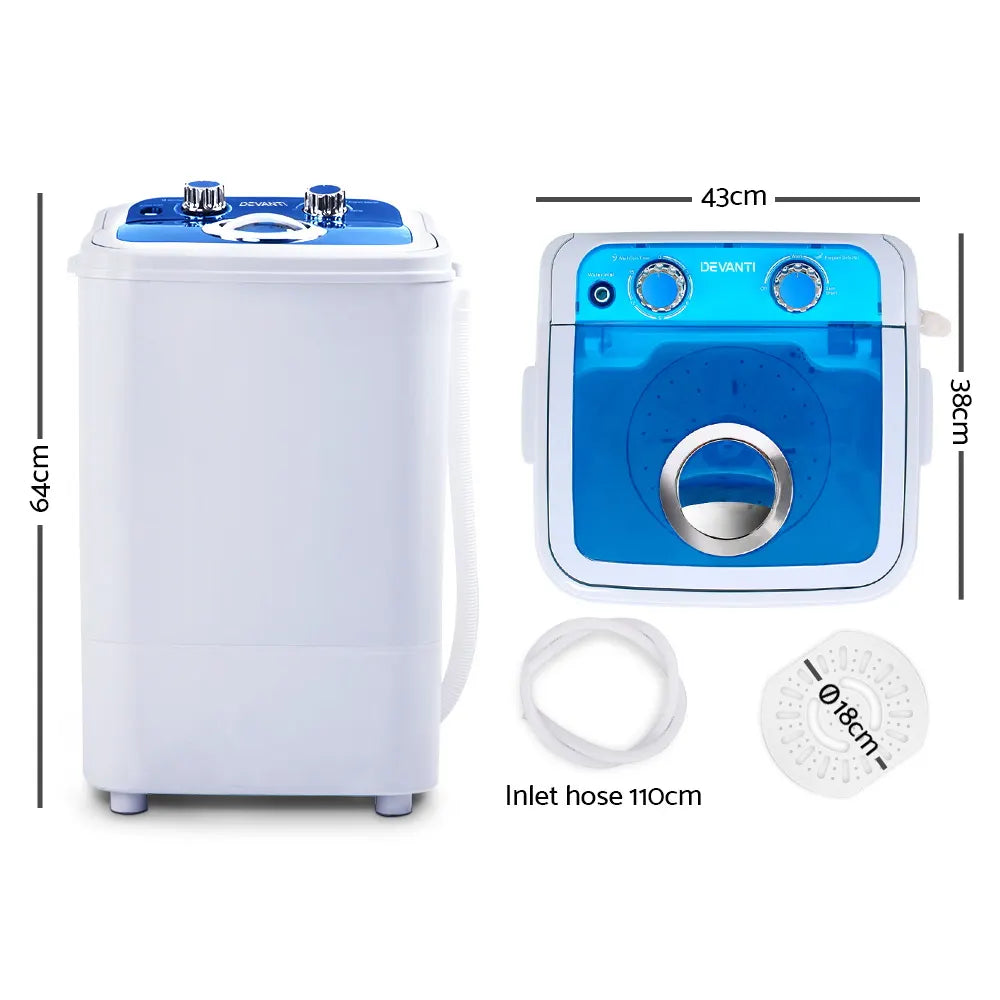 Devanti Portable Washing Machine 4.6KG Blue - Image 2