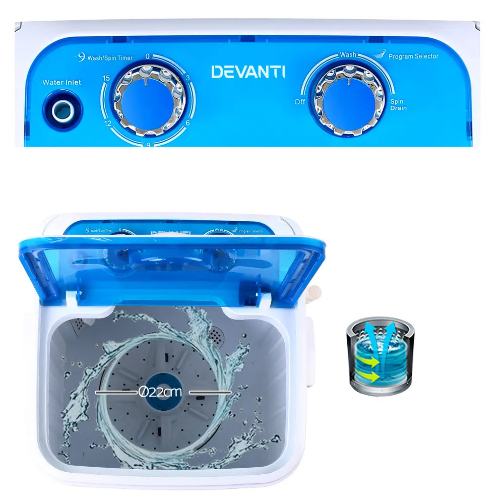 Devanti Portable Washing Machine 4.6KG Blue - Image 6