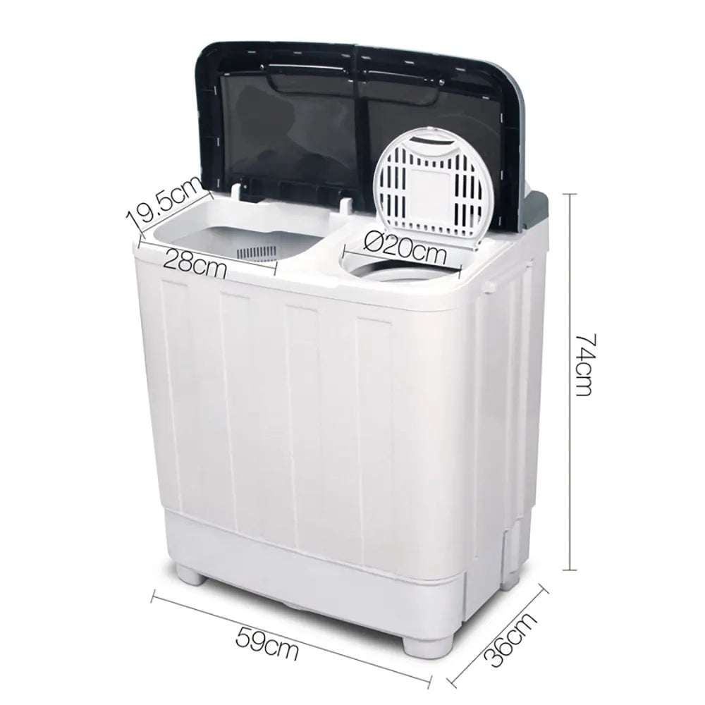 Devanti Portable Washing Machine Twin Tub 4.6KG White - Image 2