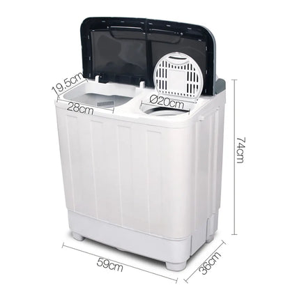 Devanti Portable Washing Machine Twin Tub 4.6KG White - Image 2