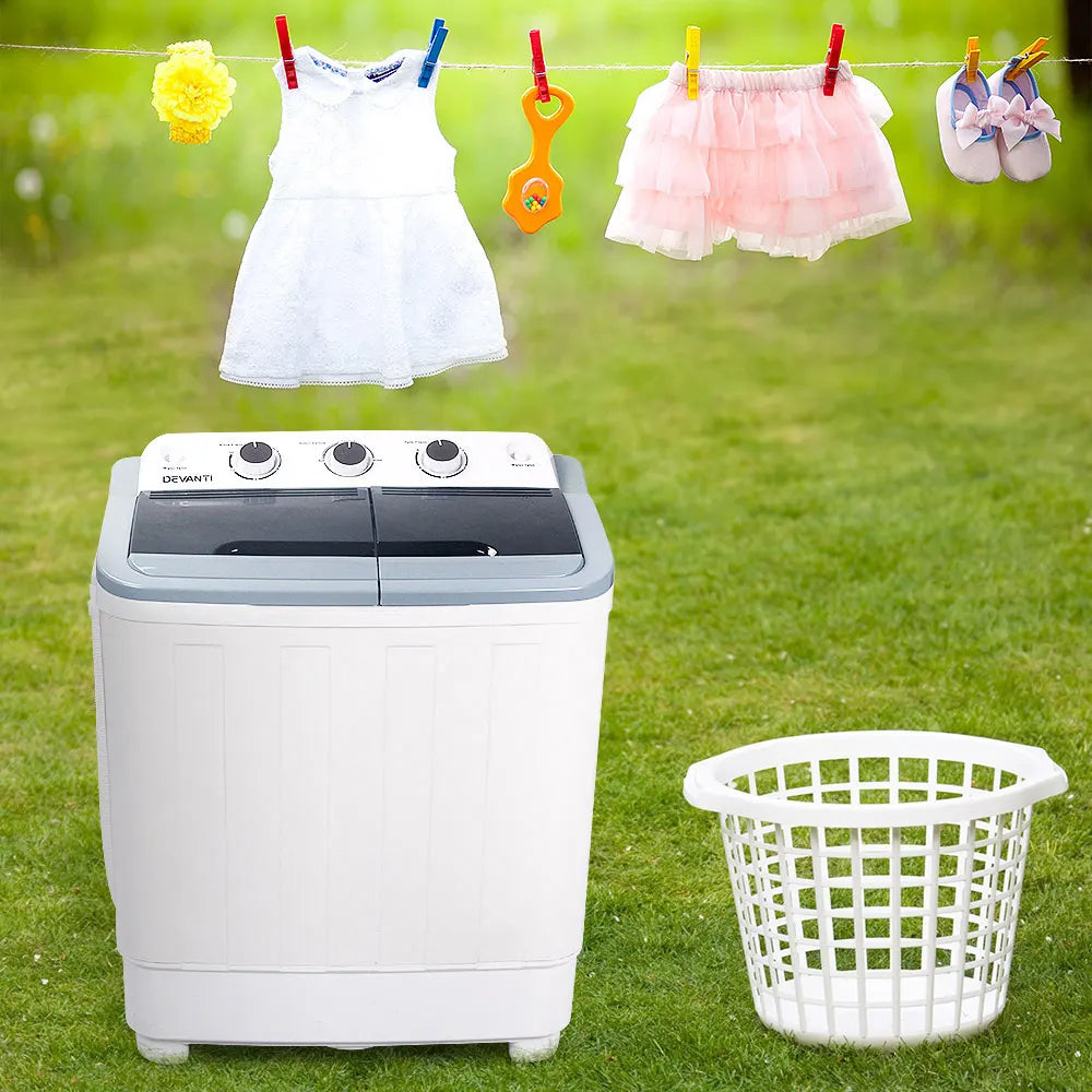Devanti Portable Washing Machine Twin Tub 4.6KG White - Image 7
