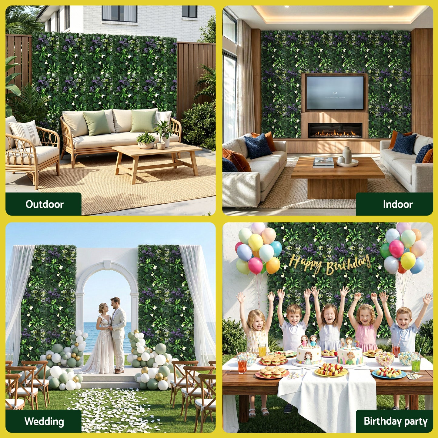 Gardeon 4PCS Artificial Plant Wall Panels 40X60CM Boxwood Panel Hedge Grass Backdrop Backyard Green Decor - Image 7