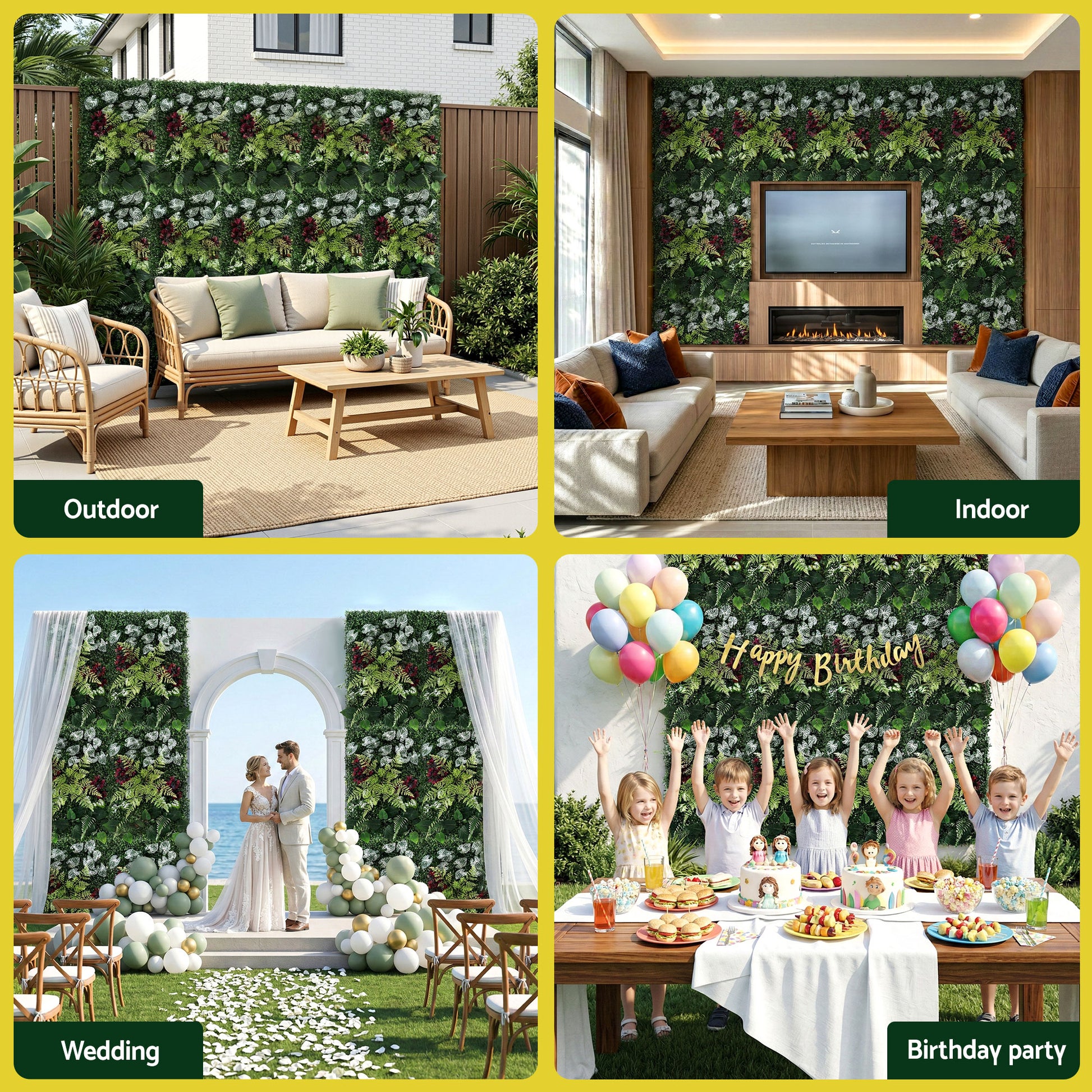 Gardeon 4PCS Artificial Plant Wall Panels 40X60CM Boxwood Panel Flower Backdrop Backyard Green Decor - Image 7